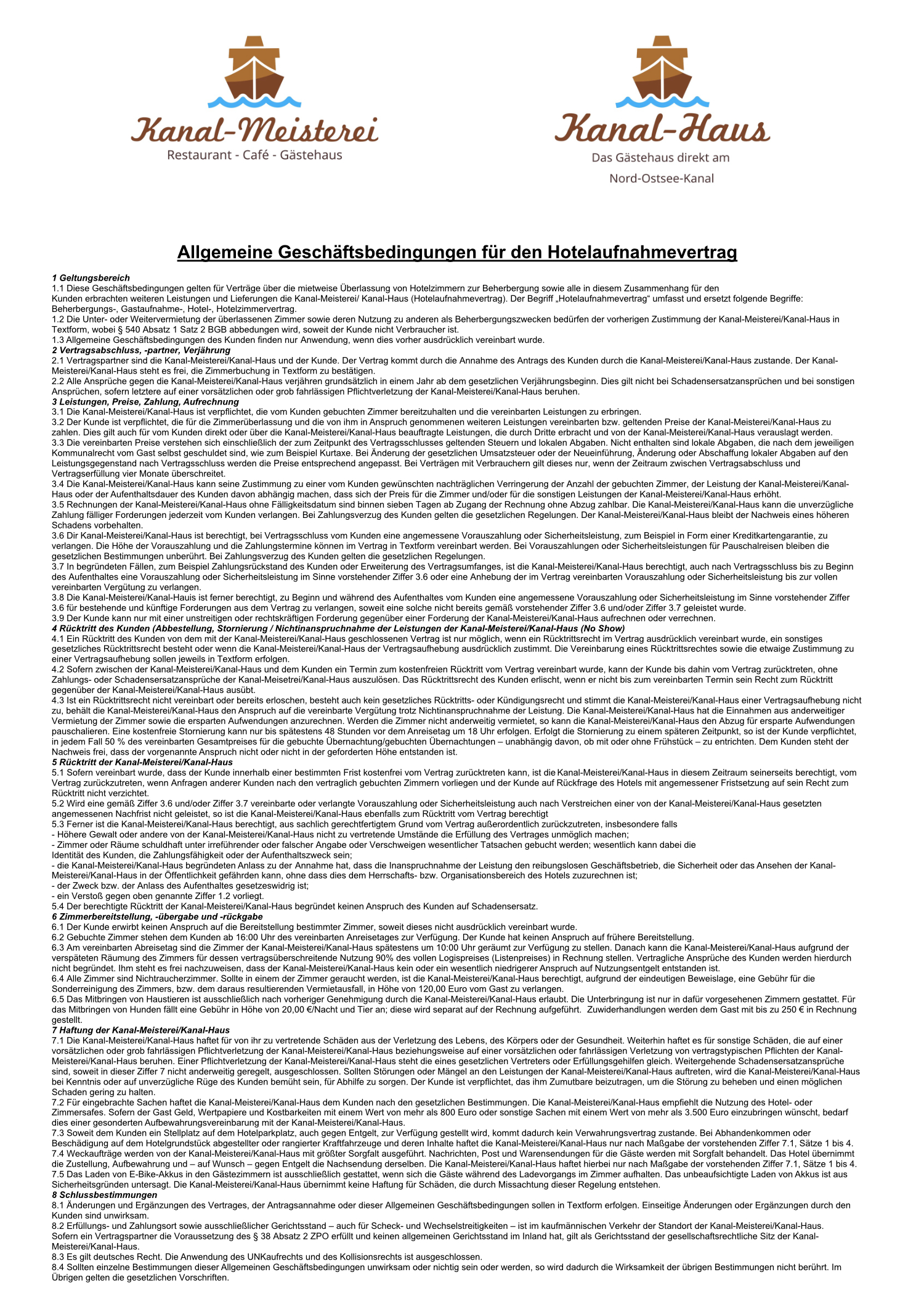 Allgemeine Gaschäftsbedingungen