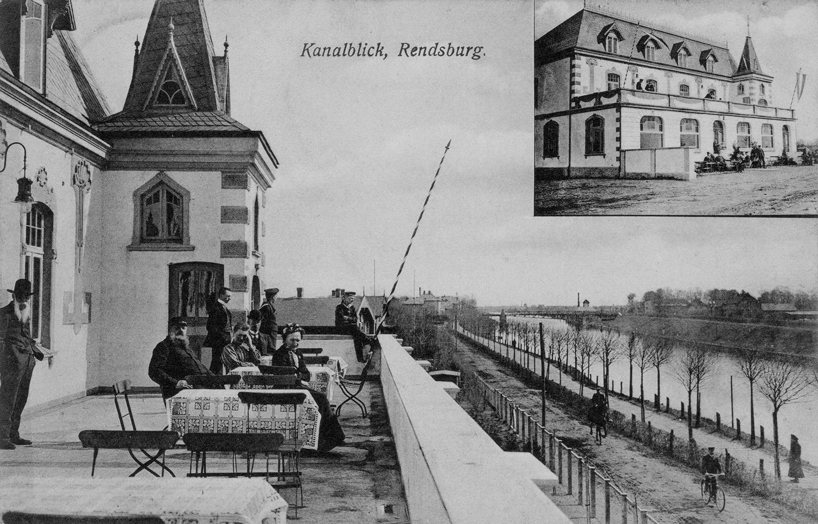 Rendsburg Hochbrücke mit Kriegsschiff 1929
